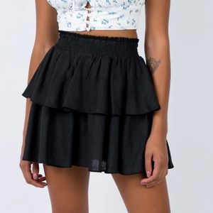 Princess Polly black linen mini skirt with ruffle